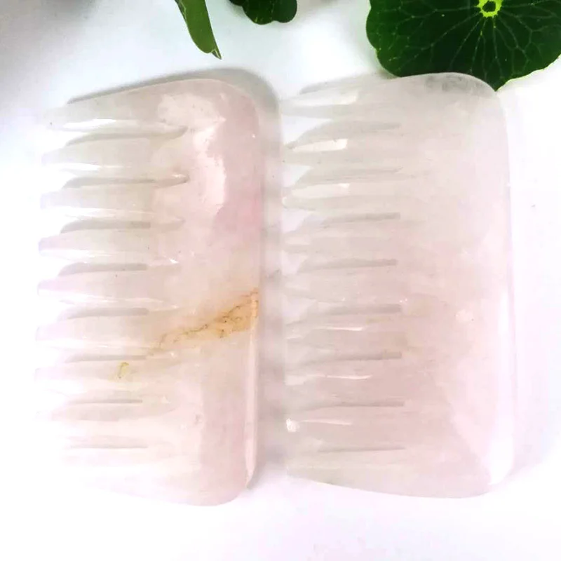 

Натуральные ручная полировка розы кварц Кристалл Рейки расчески для массажа головы гуаша инструмент ZR