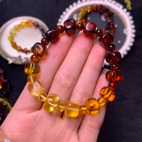 natural rainbow amber round cube beads bracelet yellow red amber women men healing stretch jewelry 7mm 8mm 9mm aaaaa