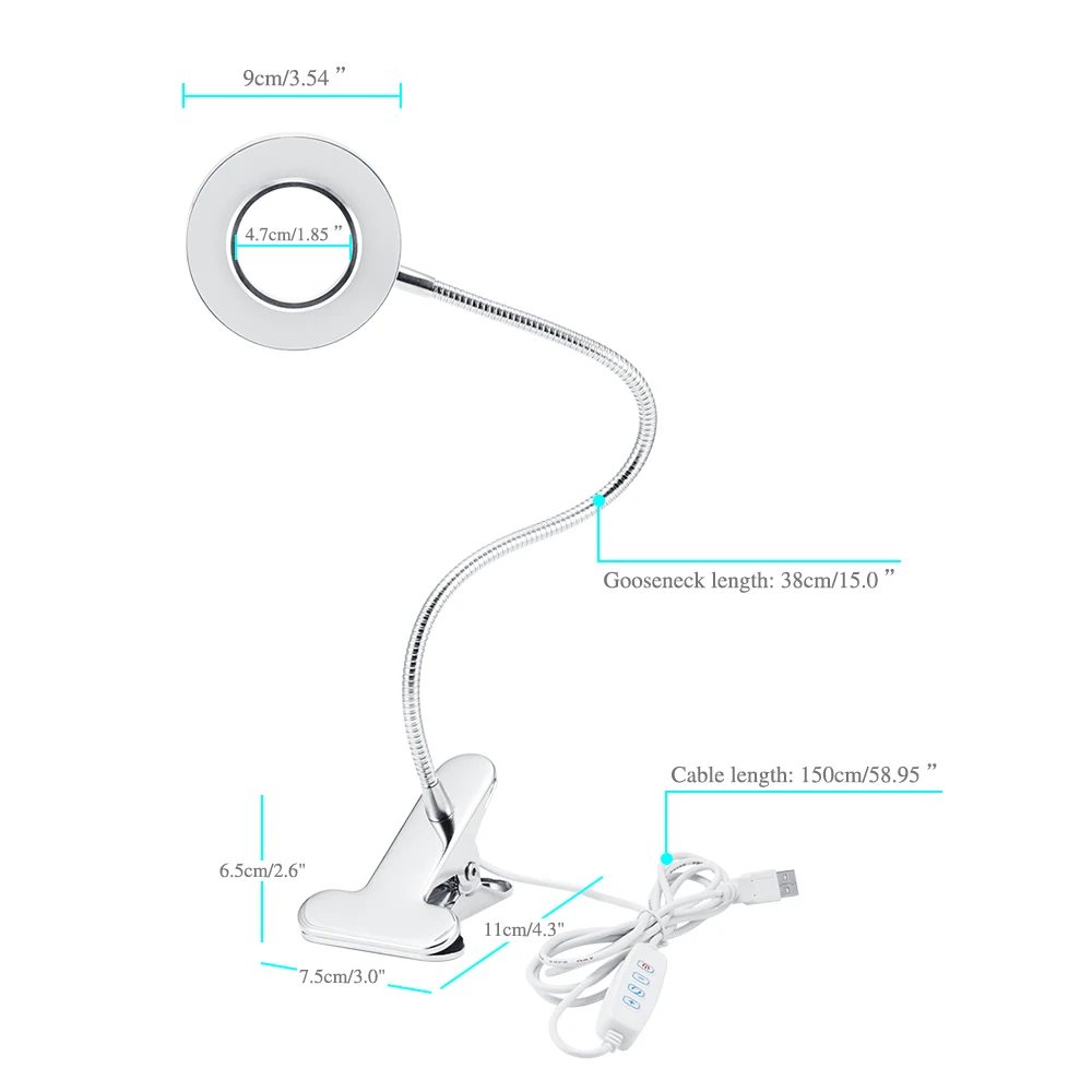 

LED Eye Protection Clip Reading Table Lamp USB Rechargeable Dimming Color Temperature Reading Light For Beauty Make Up