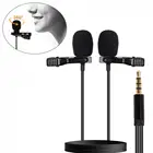 Профессиональный двойной мини петличный микрофон 3,5 мм мини петличный микрофон Микрофон Студийный лацкан конденсаторный смартфонов микрофон