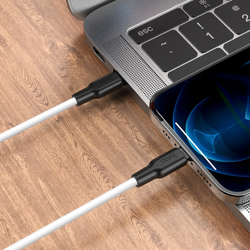 Hoco PD20W Type C Cable Fast Charging For iPhone 13 12Pro Max Mini 11 XS Max Silicone PD Cable Support Data Transfer For Macbook