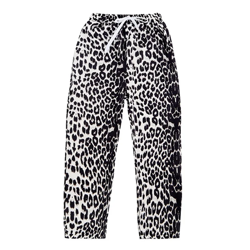 

Kid Cool Hip Hop Clothing Loose Streetwear Leopard Print Pants for Girls Boy Dance Costume Dancing Clothes