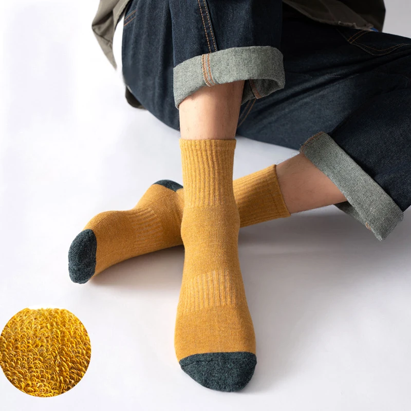 

Mannen Sokken Herfst Winter Warm Midden Buis Sokken Vintage Katoenen Badstof Man Sokken