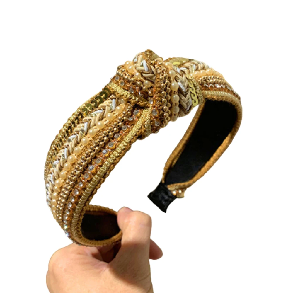 

Headband Knotted Cloth Diamond Headband Knitted Hair Hoophoop Fashion Crystal Hairband For Women Headwear
