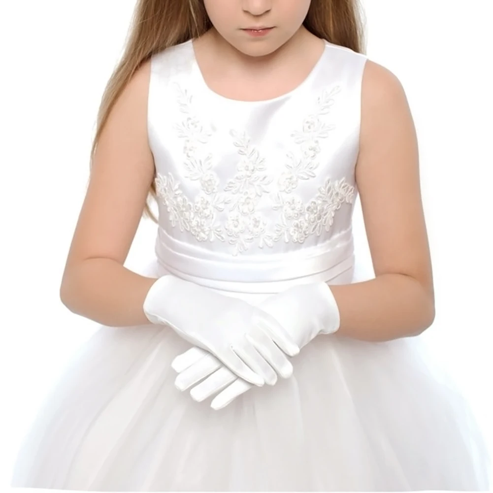 

1 Pair Children's Dance Gloves White Elastic Festival Gloves Performance Kindergarten Tight Short Girls/Boys Gloves P8Y4