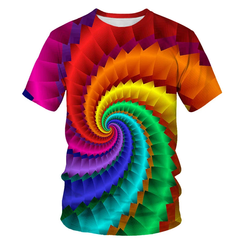 

2021 summer men's 3D printed dazzling geometric T-shirt comfortable fashion loose sports short sleeve XXS-6XL