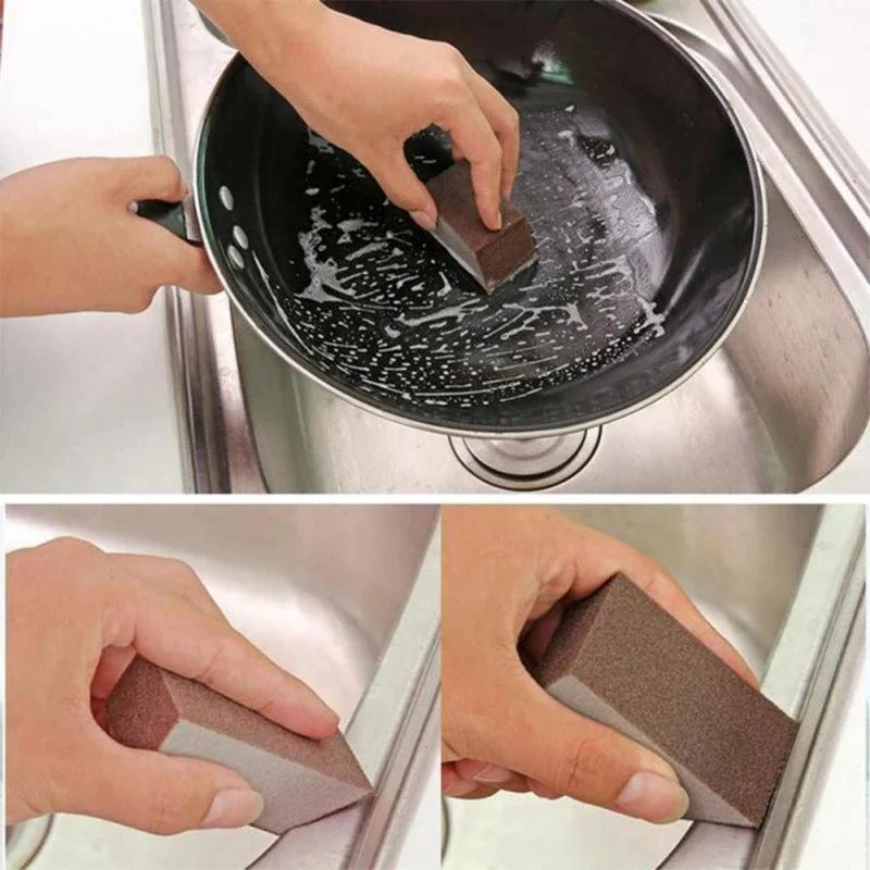 

2/6Pc Alumina Emery Sponge Kitchen Cleaning Brush Remove Stains Rust Bowl Washing Sponge Household Kitchen Pot Pan Cleaning Tool
