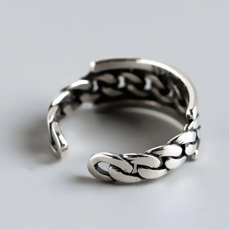 Korean Designer Trendy Wave Punk Thumb Love Eternity Antique 925 Sterling Silver Rings For Women Men Jewelry | Украшения и