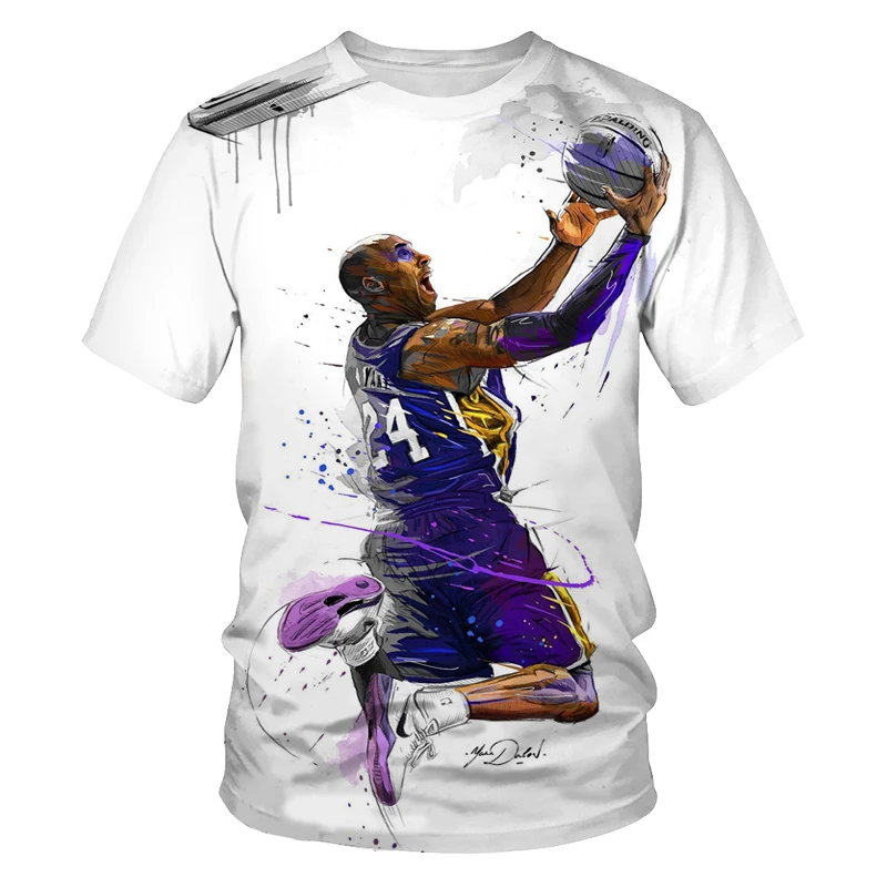 

2021 Summer Men's and Women's Casual Large Size 3D Basketball Star T-shirt Children's Personalized Printing Fashion Top