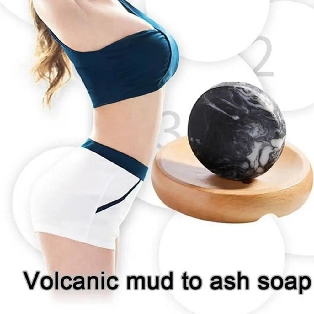 

1PC Volcanic mud handmade soap Volcanic Clay Coffee Slimming Bacterial Body Anti Skin Clear Bar Soap Whitening D1D7