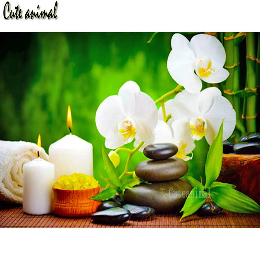 

5d алмазная картина полная дрель квадратная круглая бамбук spa zen цветок магнолии Камни DIY Алмазная вышивка Алмазная мозаика Искусство подаро...