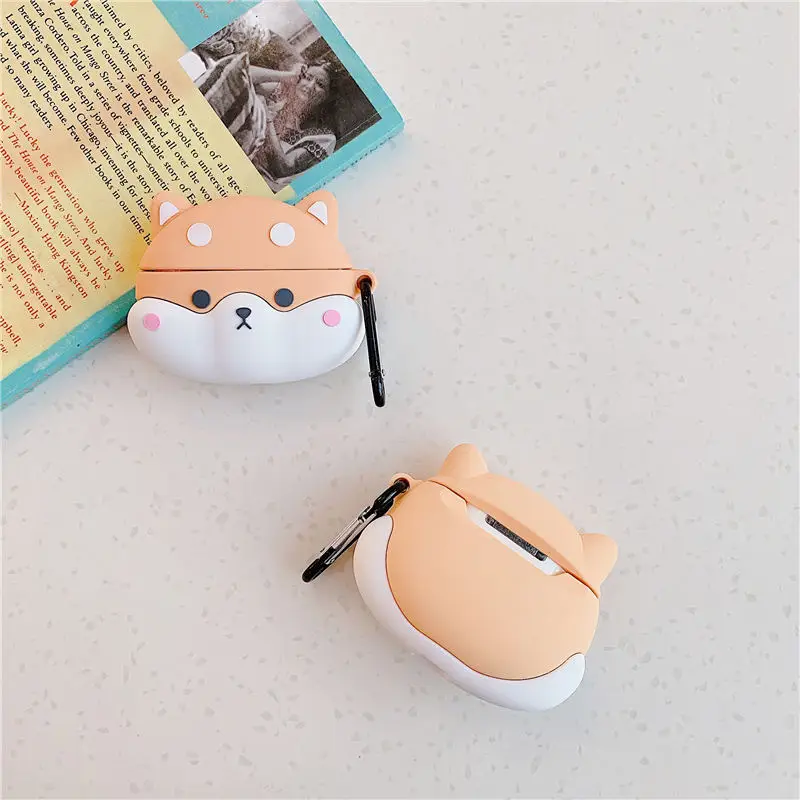Чехол для Airpods Pro 3D симпатичный мультяшный чехол с собакой Шиба-ину Apple 1 2 3
