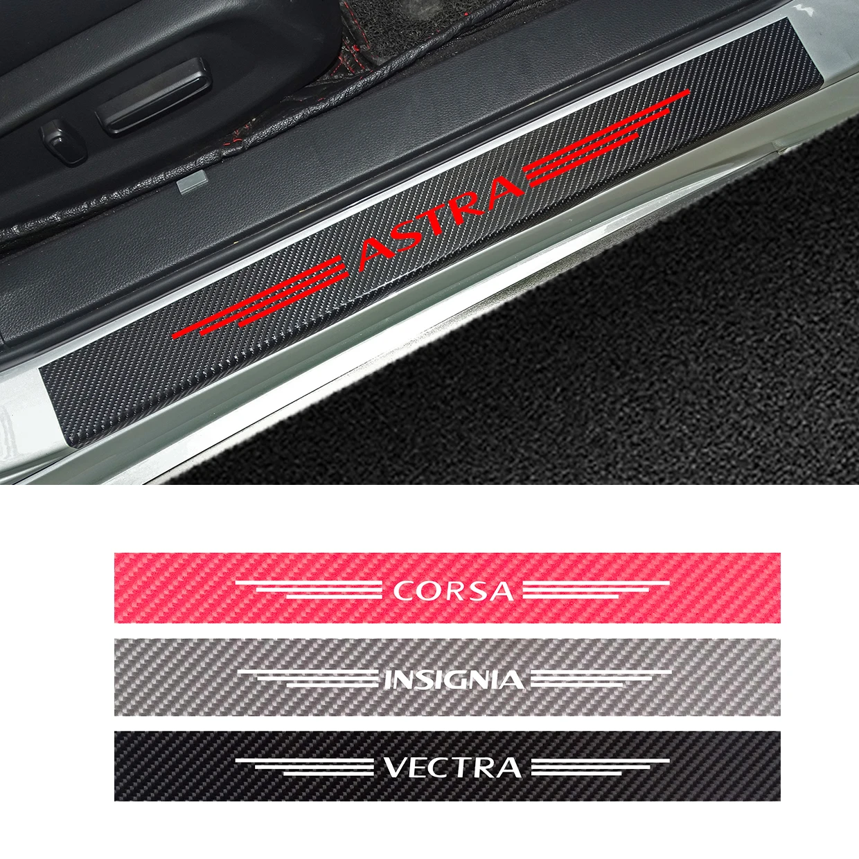 Защитная Наклейка из углеродного волокна для порога автомобиля наклейка Opel OPC Astra