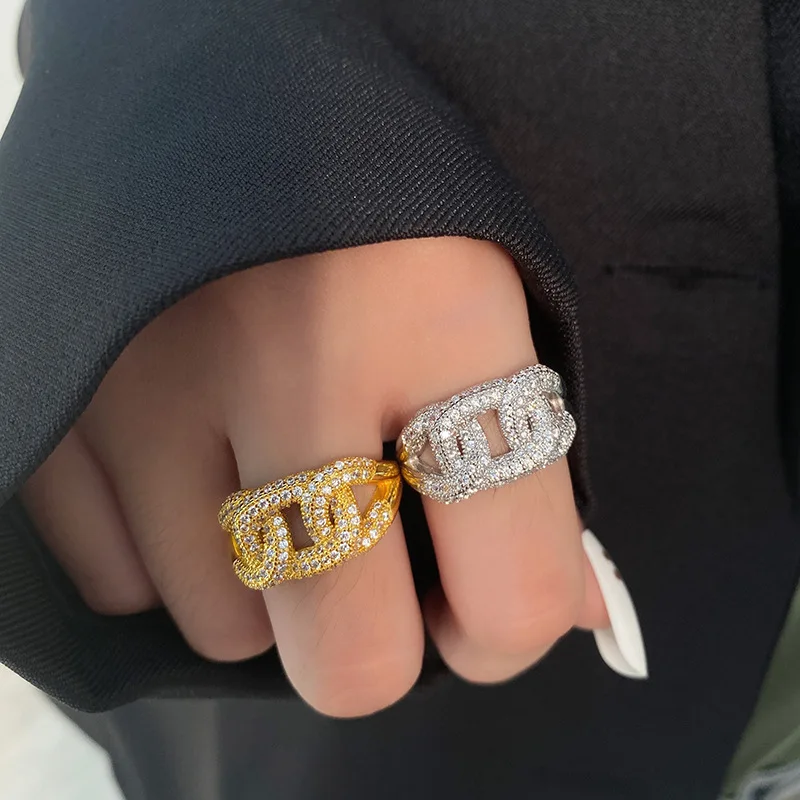 

Miuoxion Retro Chain Zircon Ring Fashion Personality Party Punk Jewelry For Women Feature Namour Charm Gift All Seasons
