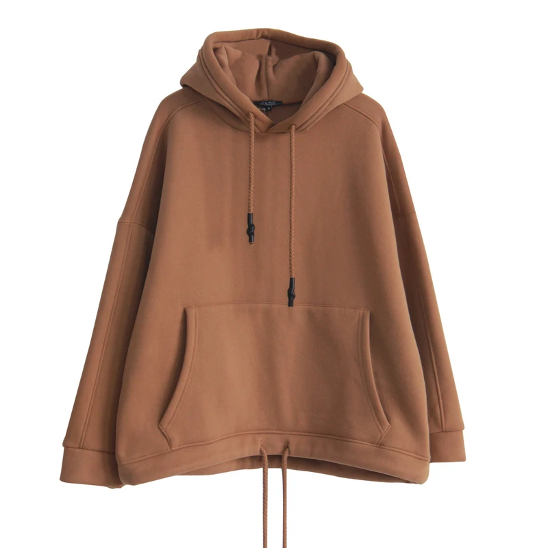 Black, Hoodie Women's New Popular Autumn and Winter Gray, Fleece Lining Thick Loose Korean-Style Mid-Length Hooded Jacket