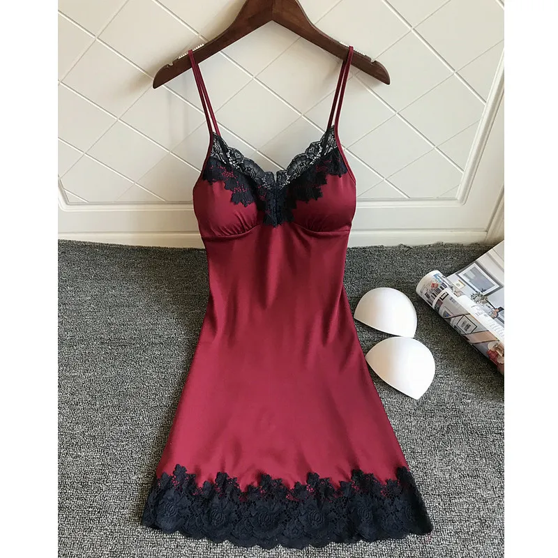 Женское сексуальное шелковое атласное нижнее белье с V-образным вырезом