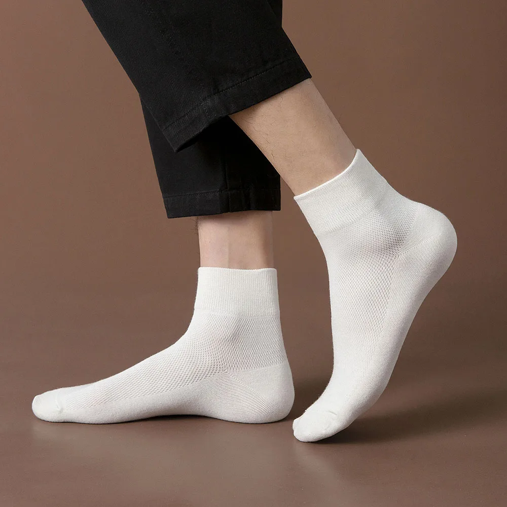 Men's Summer Mesh Breathable Cotton Shallow Mouth Solid  High-quality Color Casual Socks Wholesale 10 Pair