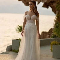eightree sexy wedding dresses appliques lace off the shoulder bride dress tulle mermaid princess wedding evening gowns plus size