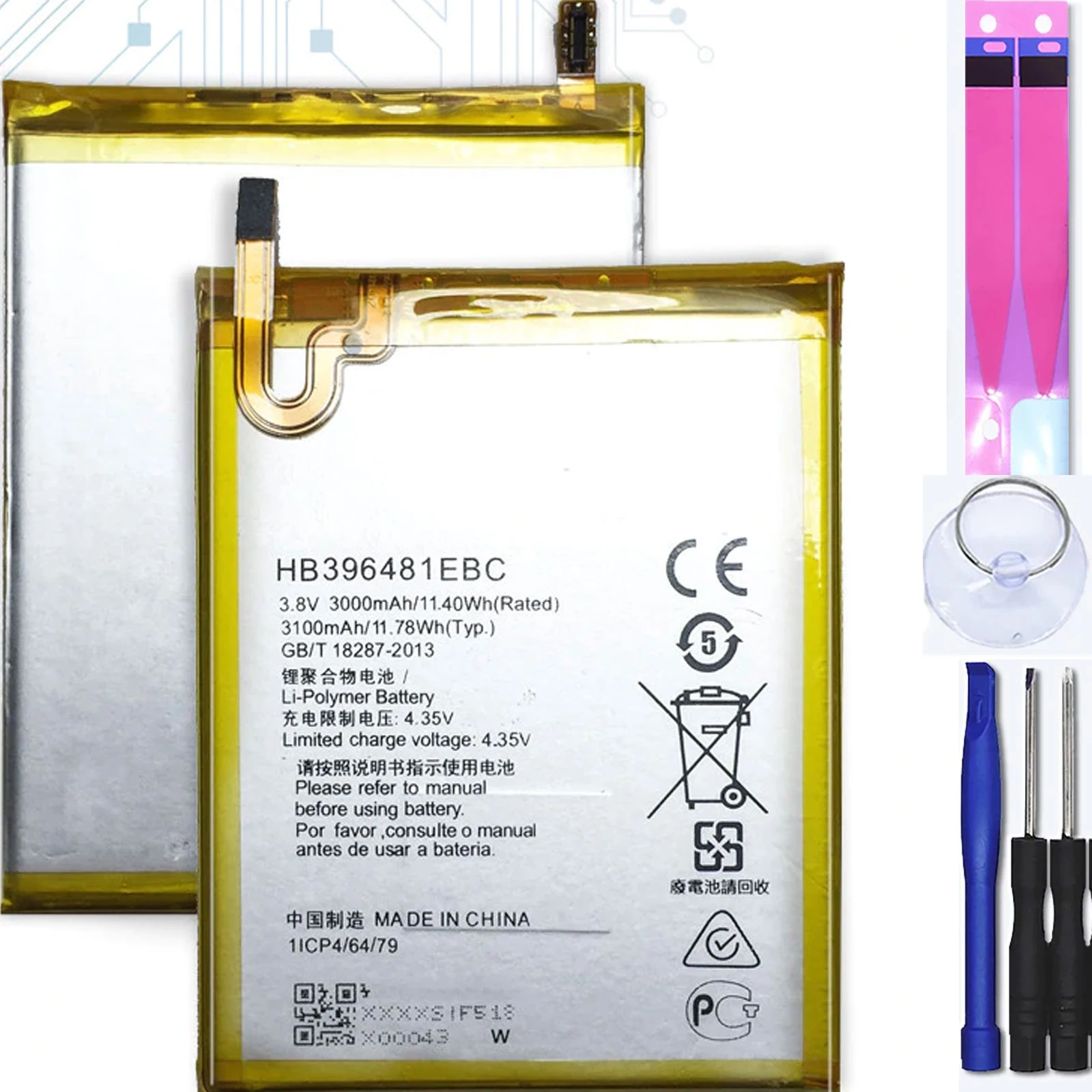 

Battery for Huawei G7 Plus G8 G8X Honor 5A 5X Y6 Ii Mpn Original Hb396481Ebc