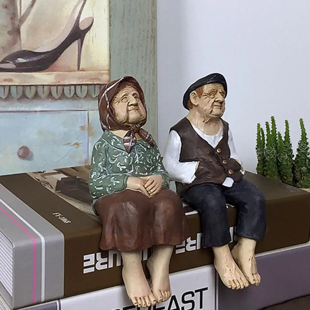 

Country Resin Ornament Old Grandpa and Grandma Decor Statue Wedding Anniversary Gifts Desktop Decoration