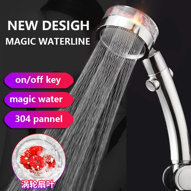 high pressure turbocharged water saving shower head with filter 360 ratation turbo fan universal fitting bathroom equipment free global shipping