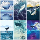 Картина маслом по номерам с летающим Китом, набор животных 50x40 см, холст, ручная роспись, украшение для дома, подарок