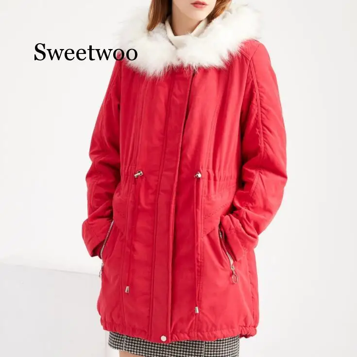 

Куртка женская зимняя с меховым воротником, приталенная, на молнии