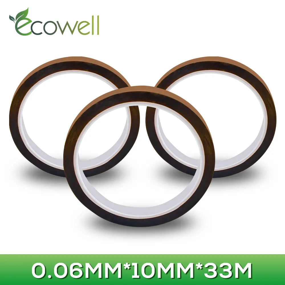 

Ecowell 10mm*33m Kapton Type High Temperature Heat Resistant Polyimide Gold Adhesive Tape Width 10mm Length 33M