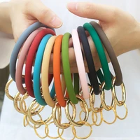 fashion o round key ring silica gel wear bracelet keychain unisex solid color key chain simple circle silicone wristband gifts