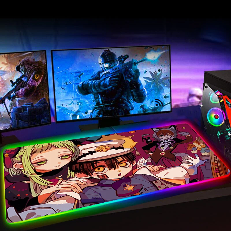 

RGB Jibaku Shounen Hanako-kun XXL Mause Pad Gamer Mousepad Alfombrilla Raton Keyboard Mat Deskmat No-slip with Backlit Mausepad
