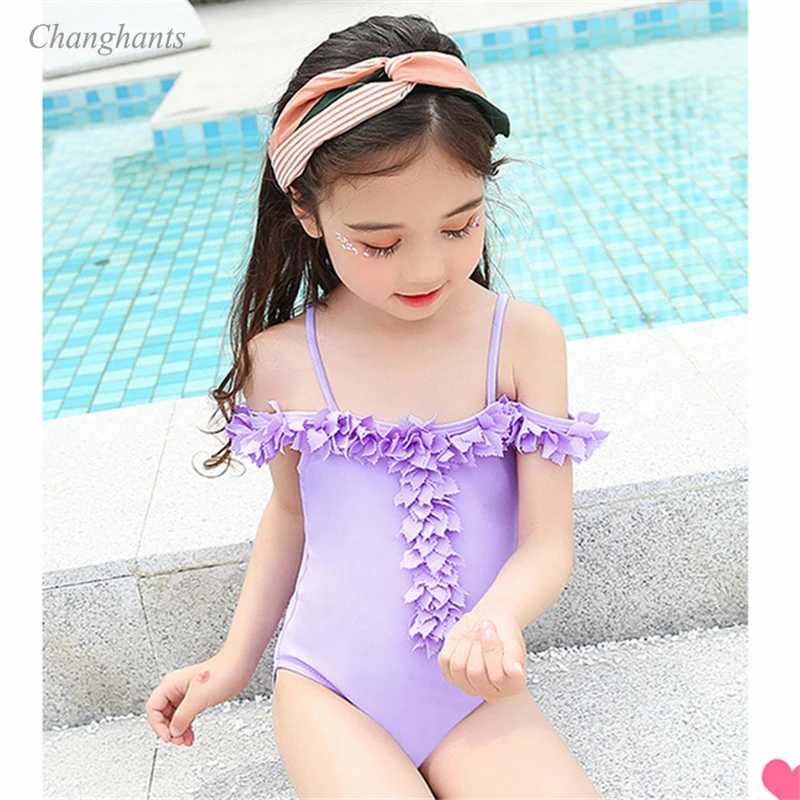 2020 новый детский легкий купальник Фиолетовый цельный для девочек 1 10 лет детские