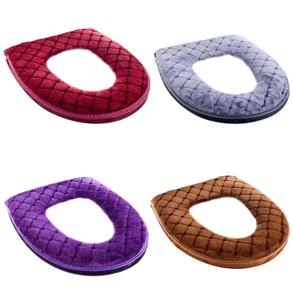 Long-haired Soft And Thick Toilet Seat Warm Zipper Universal Toilet Seat Four Seasons Universal Toilet Seat