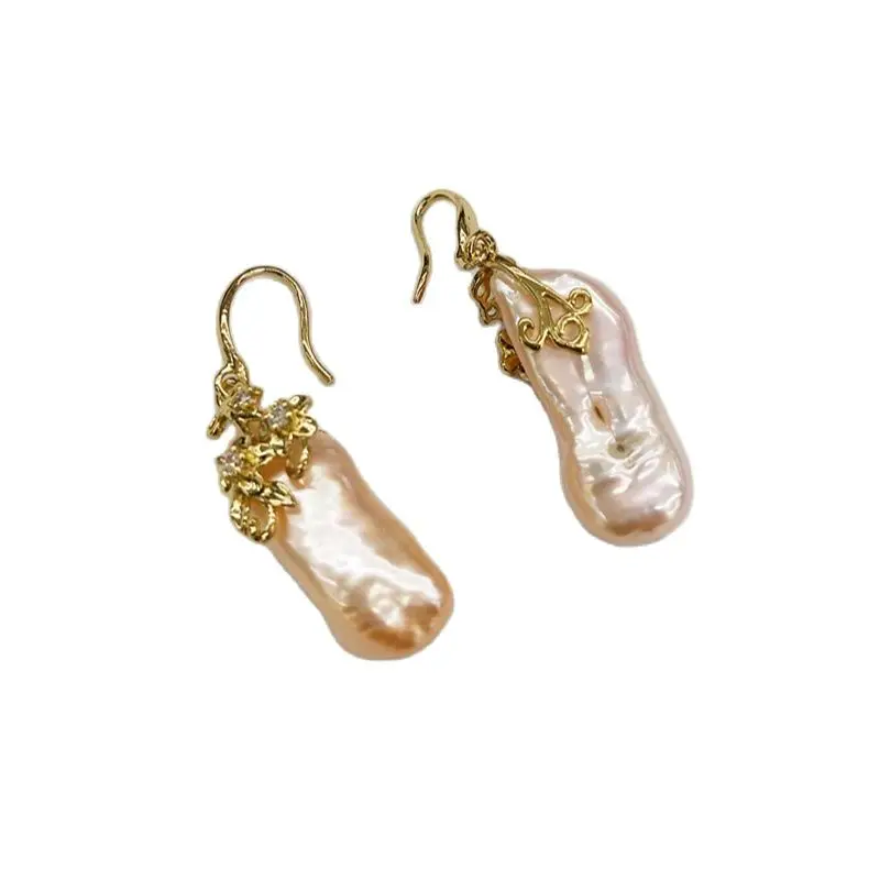 Серьги-подвески с жемчугом в стиле барокко цвета слоновой кости | Украшения и