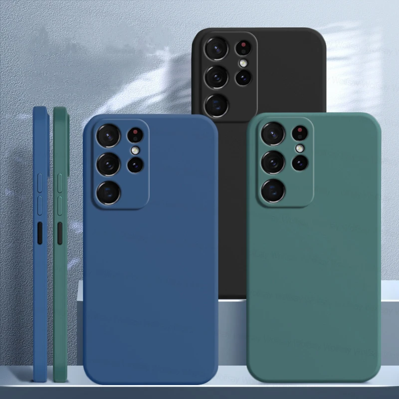 

For Samsung Galaxy S22 Ultra Case Galaxy S20 S21 S22 Plus Ultra FE Cover Shockproof Liquid Silicone Phone Case Samsung S22 Ultra