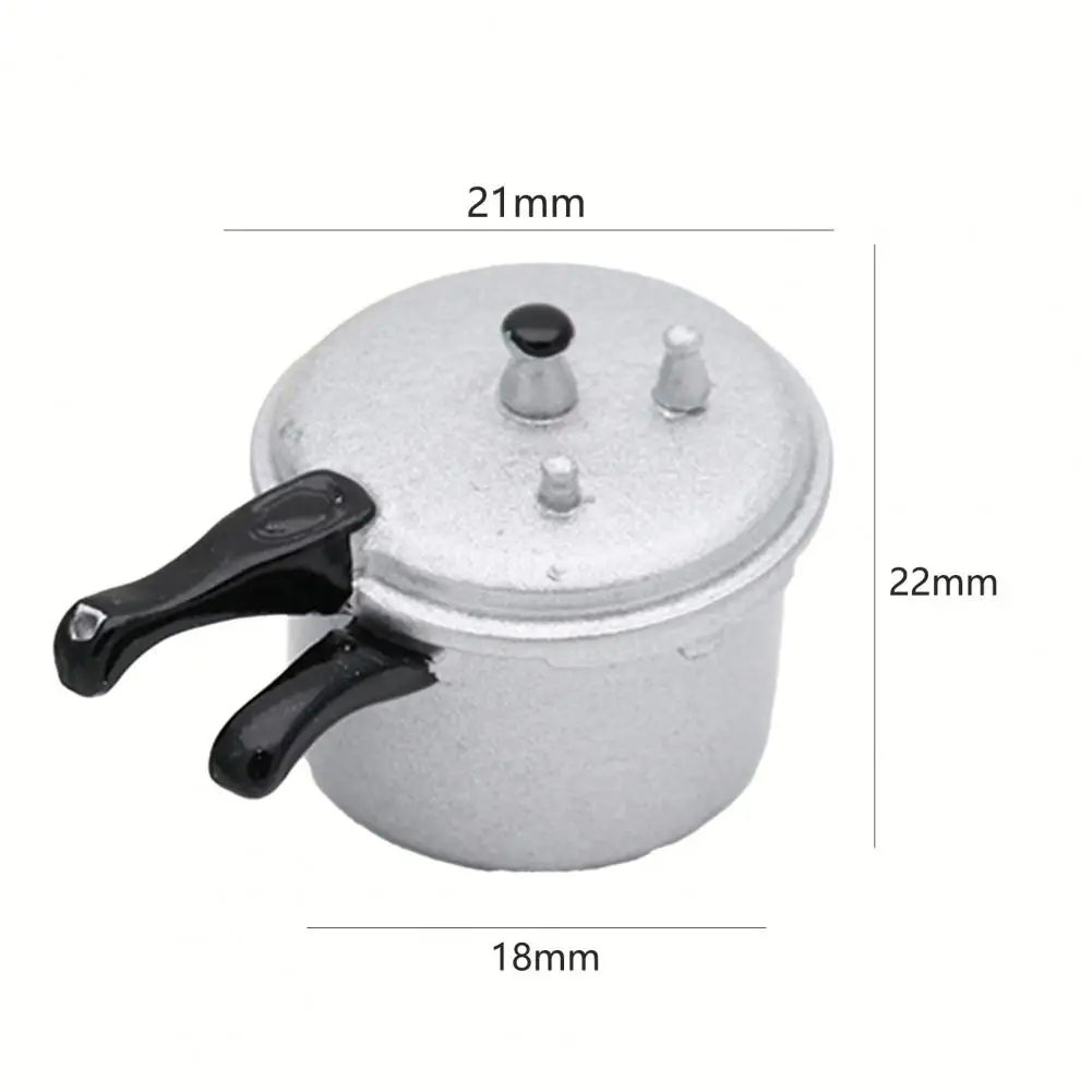 

1/12 Dollhouse Mini Zinc Alloy Simulation Pressure Cooker Kitchen Toy Ornament