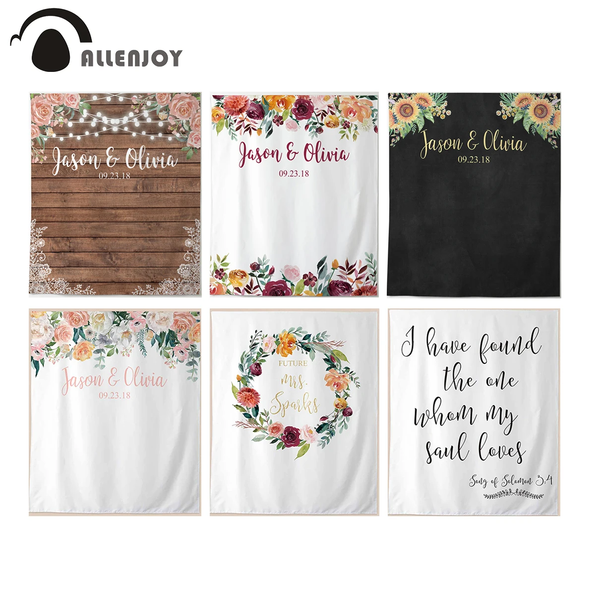 Allenjoy Свадебный Фотофон настенный баннер цветы деревянный пол черная доска