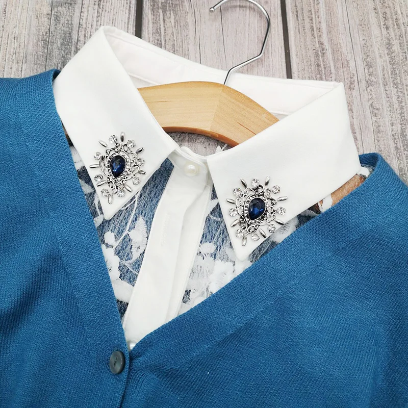 С украшением в виде кристаллов Ложные воротнички для женщин винтажном стиле Croptops