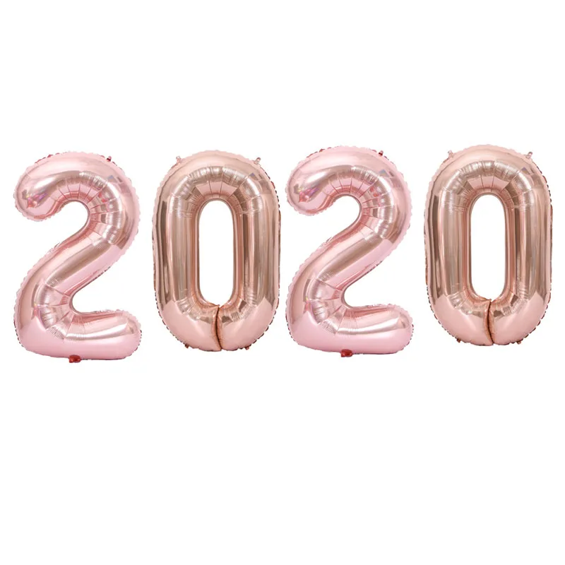 2020 воздушные шары Золотое серебряное число Фольга гелиевые Merry Christmas Новый год