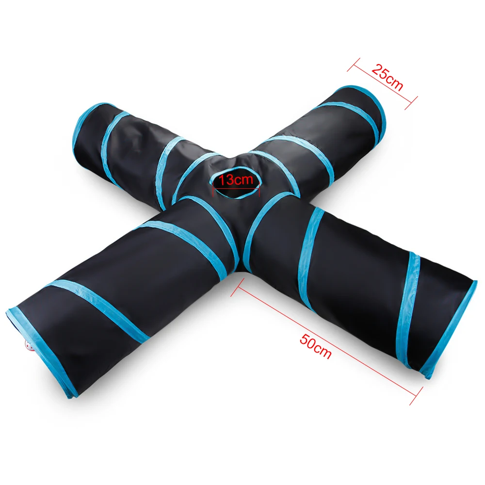 4 Holes 8 2/4/5 отверстий туннель для кошек с мячом котенок кошка игрушка Кот играть многоцветный интерактивная игрушка FoldableBulk игрушки аксессуары Забавный туннель для домашних питомцев - Цвет: 4 Holes 8