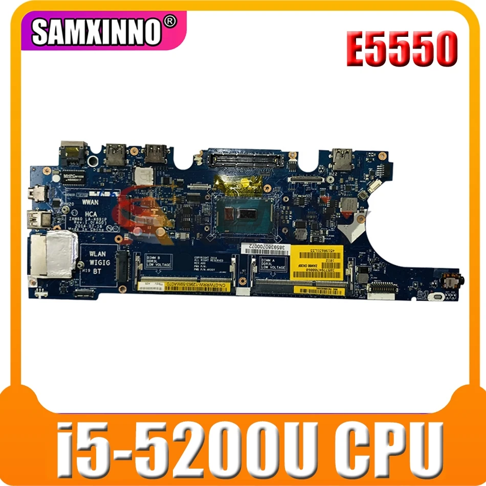 

Original laptop Mainboard For DELL Latitude E5550 i5-5200U CN-07YH0R 07YH0R LA-A891P SR23Y DDR3 MOTHERBOARD