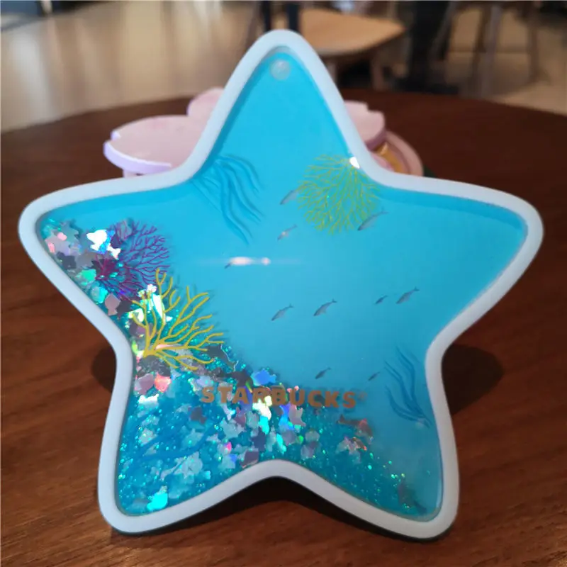 

Starbucks Coaster Sakura Sea Quicksand Coaster Cute Thermal Insulation Silicone Pad Goddess Logo Placemat Table Mat Cup Holder