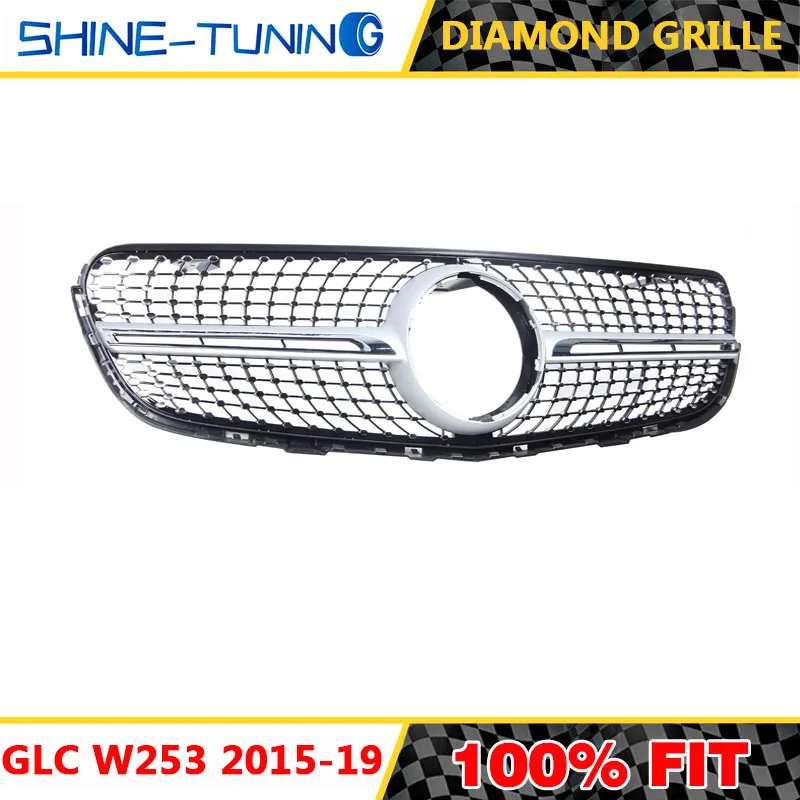 Алмазная решетка подходит для AMG style GLC Class W253 X253 GLC43 GLC200 GLC250 GLC300 GLC450 черная или