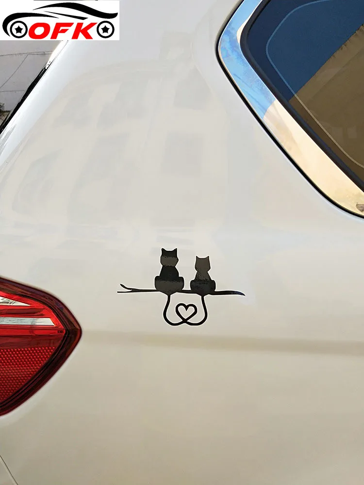 

Two Cats Decal Creative Love Car Sticker Vinyl for Truck Windows Laptop Any Smooth Surface15.5*9.4cm