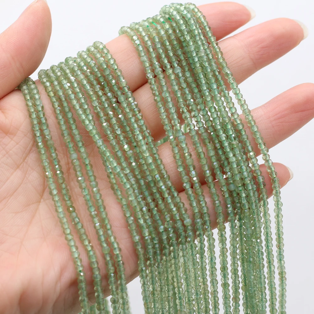 

Natural Green Apatite Faceted Beaded Round Shape Beads for Jewelry Making DIY Necklace Bracelet Accessries 3x2mm