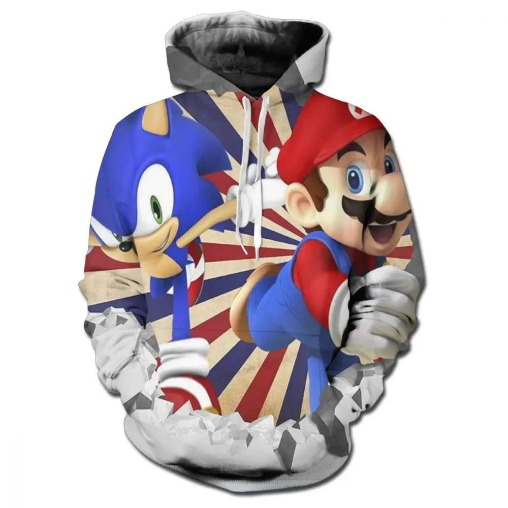 

Unisex Men Women Super Mario Outwear 3D Print Hoodies Round Neck Sweatshirt Pullover Funny Comic Streetwear Cartoon Hoody