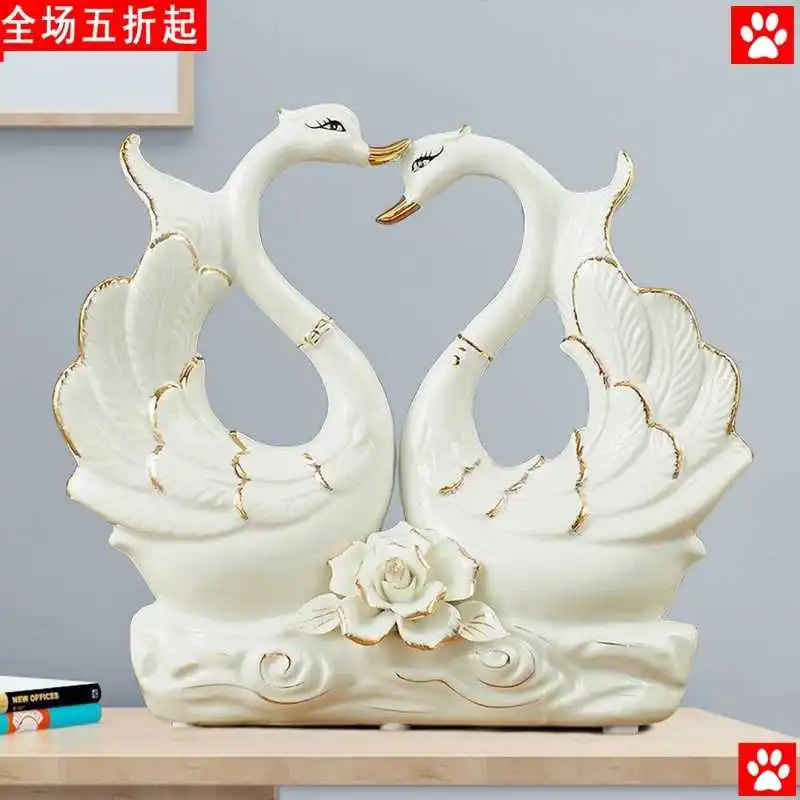 Влюбленные Лебеди украшение творческое керамическое украшение для дома современный ТВ шкаф Спальня крыльцо чайный столик свадебный подар...