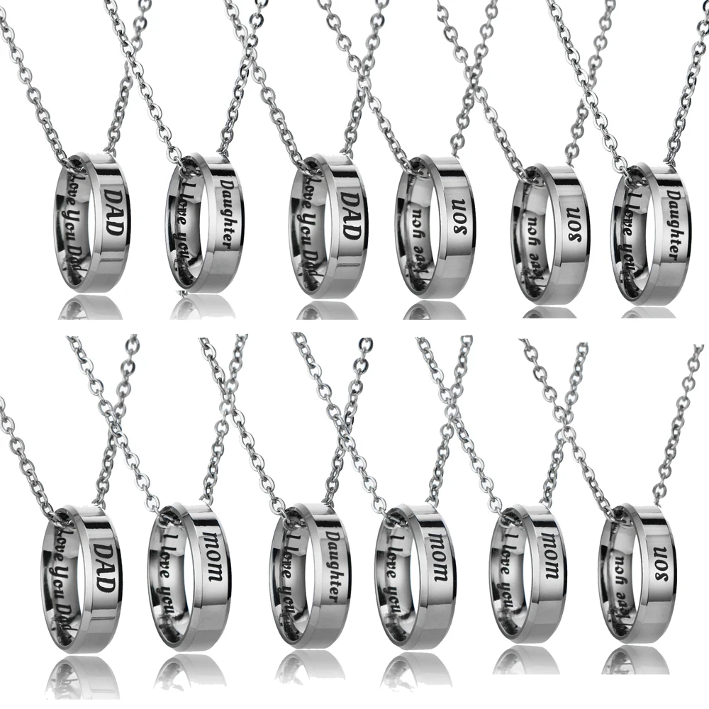 Кольцо из нержавеющей стали ожерелье с подвеской мама папа сын дочь подарки
