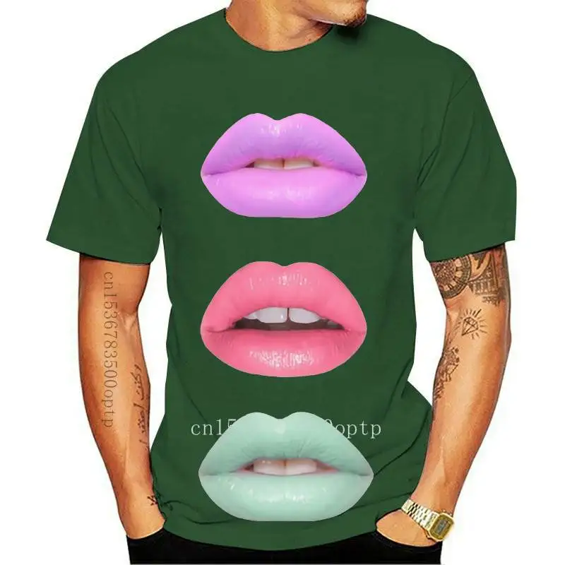 

New Pastel lips Lipstick Art T-Shirt Fashion Original Make-up Beauty Tops Colorful Summer Women t-shirt Girl Tees White Short Sl