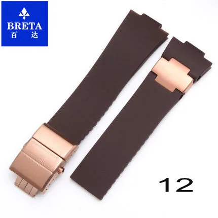 12 BRETA 25*12 мм водонепроницаемый силиконовый резиновый stap черный коричневый синий ремешок для часов для Ulysse Nardin морской Diver ремешки для часов - Цвет ремешка: 12