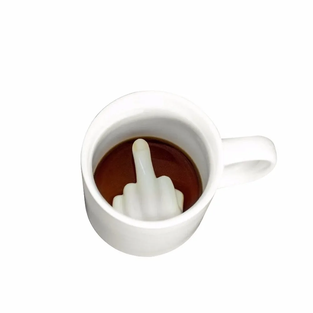 Креативная белая чашка среднего пальца новинка Смешанная для кофе молока
